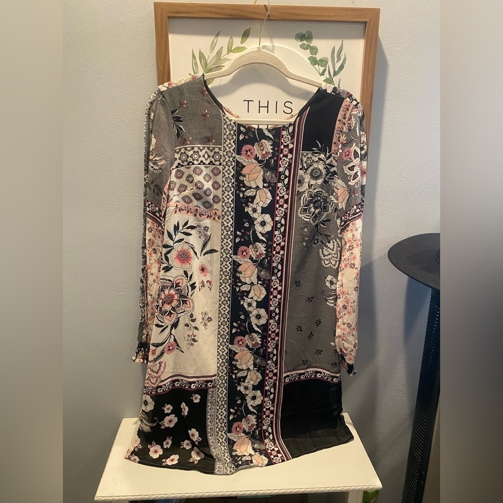 Maurices Mod Style Patchwork Floral Long Sleeve Dress